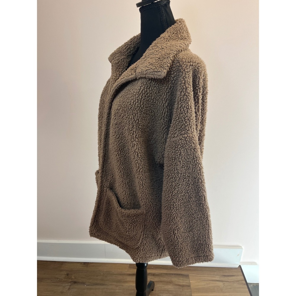 Z Supply Womens XS Brown Sherpa Teddy Bear Coat Open Front Jacket - Picture 7 of 7